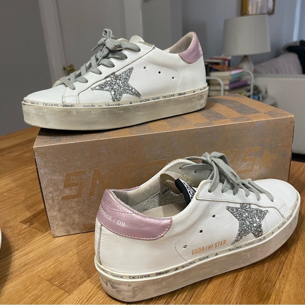 Golden Goose Hi Star White-Pink size 37